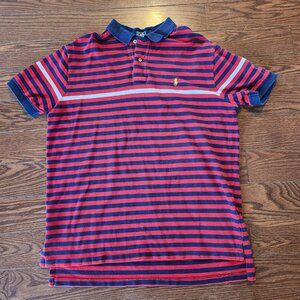 Ralph Lauren Golf Shirt Men Sz XL Red Blue Striped Stretch Cotton Pony Logo